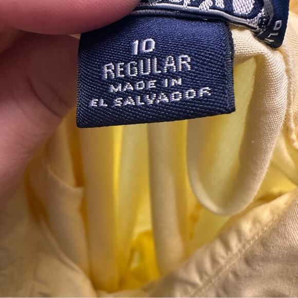 Lands End VTG Women’s Yellow Shirt Dress Size 10 Shoulder Pads 100% Cotton Shift - Picture 7 of 13